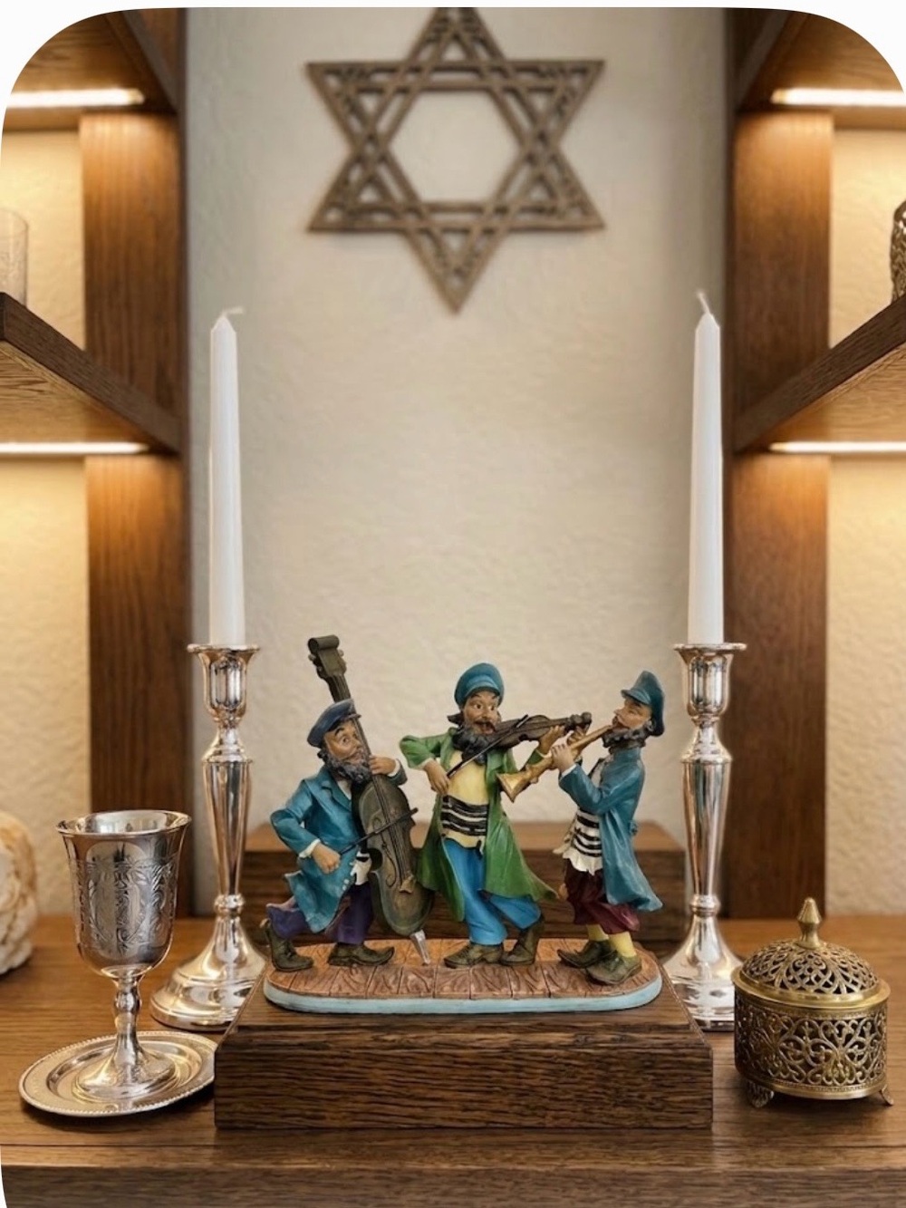Judaica-vintage-traditional kleizmer musicians-cello-violin-clarinet-unique